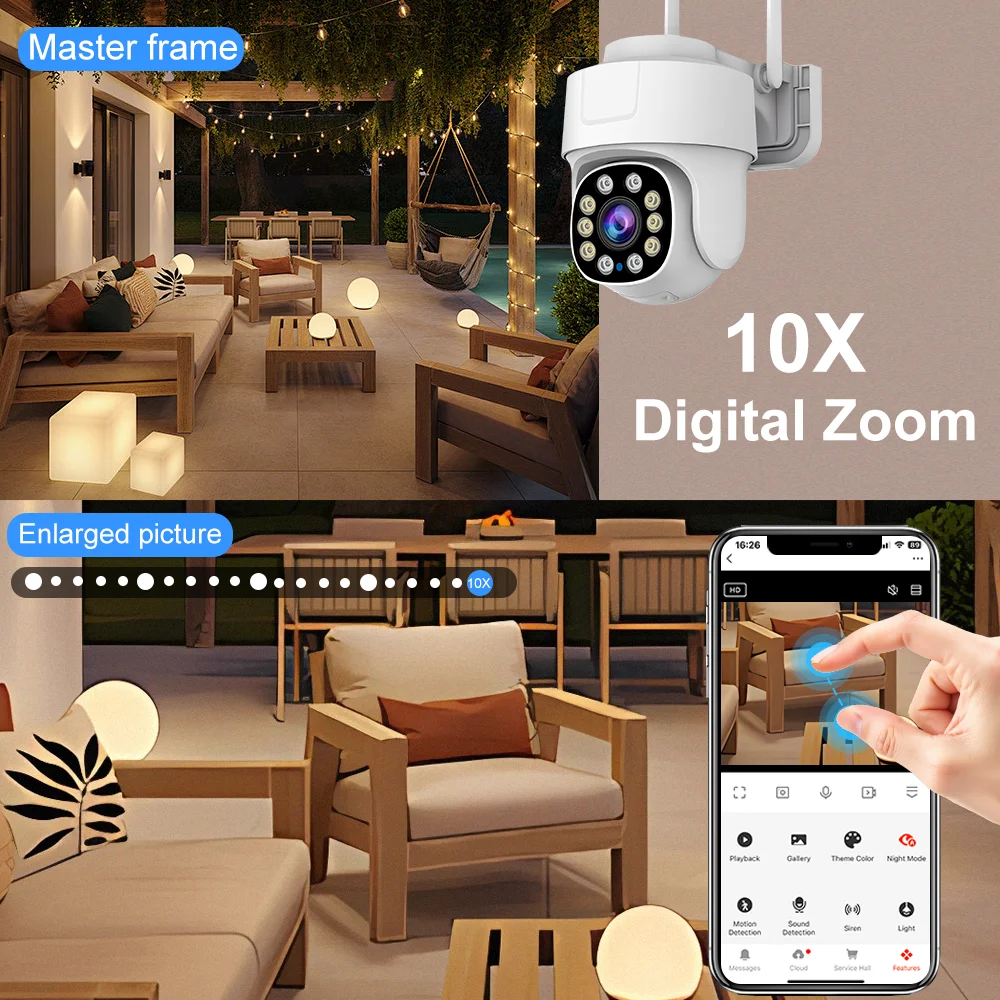 Tuya Smart Wifi PTZ Camera Outdoor Waterproof Security Camera Full Color Night Vision Audio Surveillance Human Motion Detection - Image 4