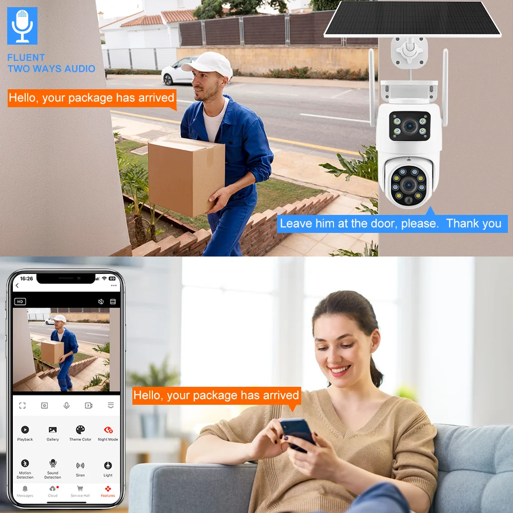 Tuya Solar WiFi Outdoor Waterproof Cam PIR Auto Tracking 4K 8MP Dual Len PTZ Smart Camera Security Network Monitor Cam - Image 4