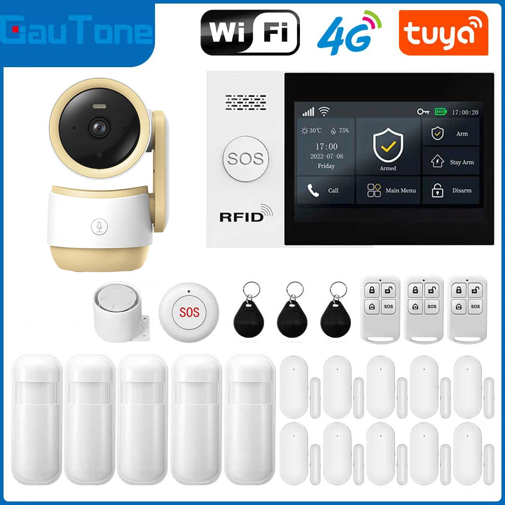 GauTone TUYA WiFi 4G GSM Alarm System for Home Smart Life Security with PIR Wireless Solar Siren Support Tuya Remote Control - Image 13
