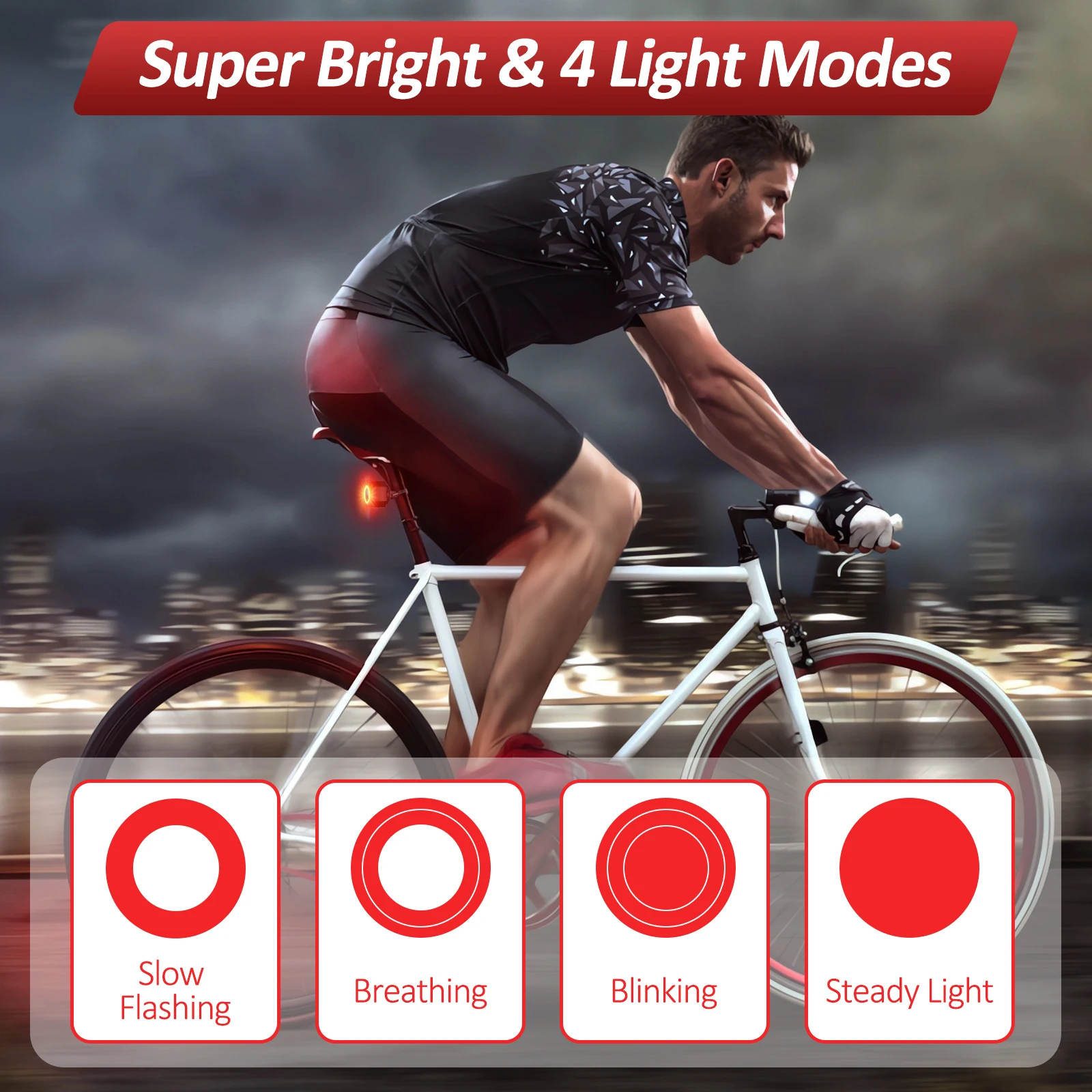 Elecpow Bicycle Burglar Alarm Taillight Waterproof Smart Auto Brake Sensing Tail Lamp Remote Control USB Charge Bike Rear Light - Image 3