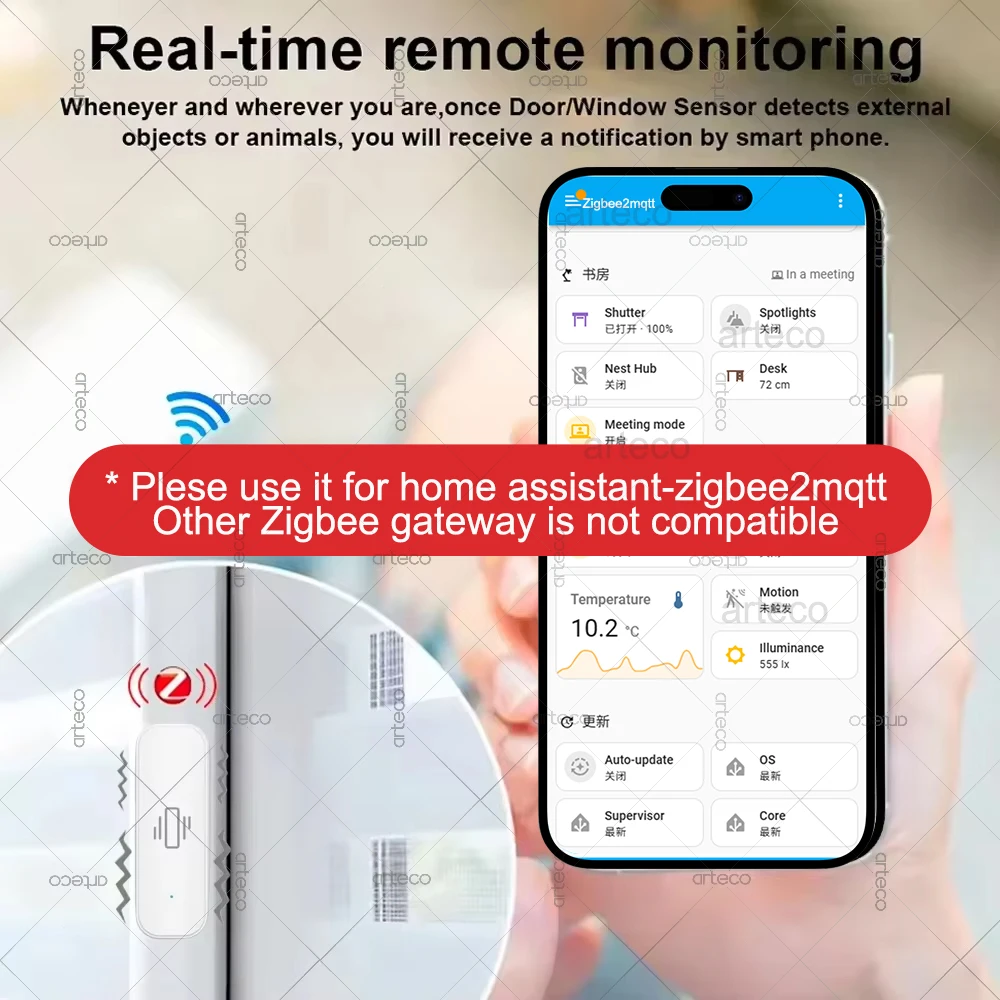 Smart Zigbee Vibration Sensor Tilt Sensor Home Security Automation Motion Shock Alarm Sensor Support Home Assistant Zigbee2MQTT - Image 4