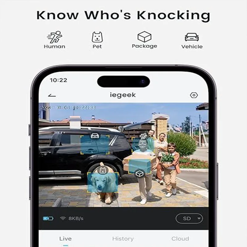 ieGeek 2K Doorbell Camera Wireless -Video Doorbell with Chime Ringer, Smart Wifi Doorbell AI & PIR Motion Detection - Image 6