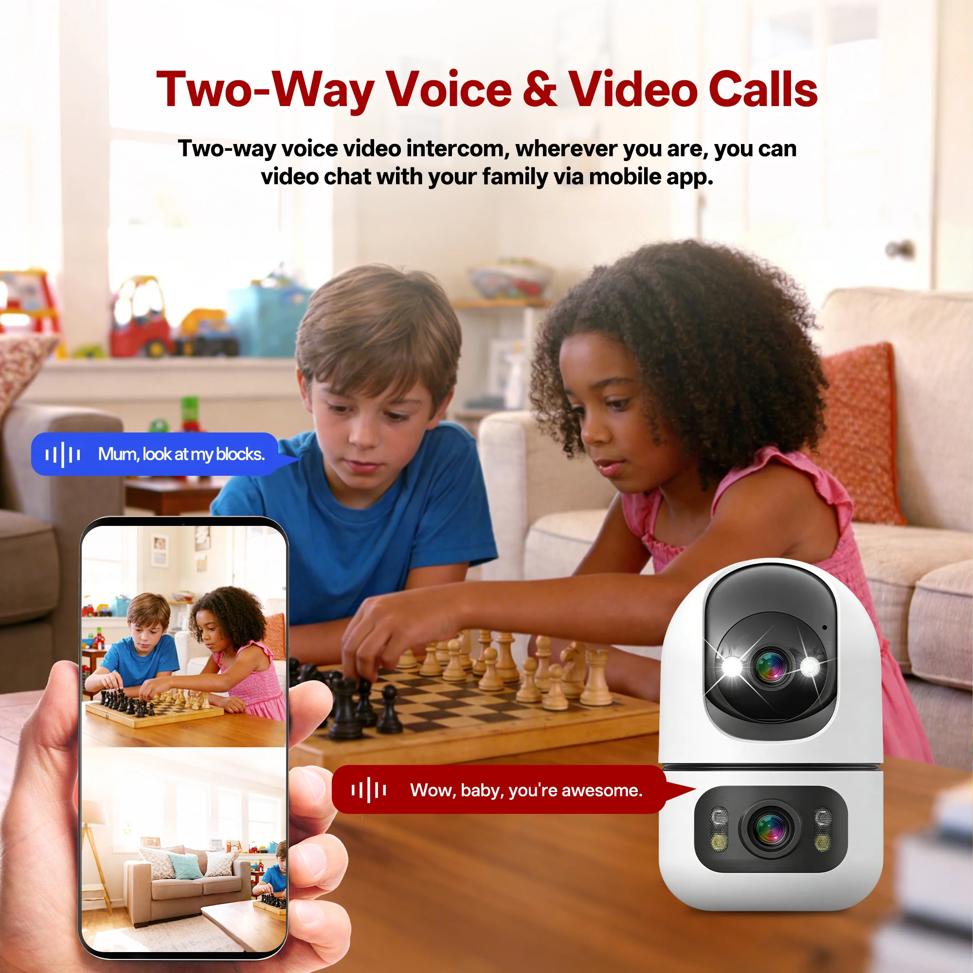 Tuya 5G WiFi Dual Lens Camera Indoor 4K 8MP Home Pet Camera Auto Tracking Baby Monitor Color Night Vision Security Surveillance - Image 3