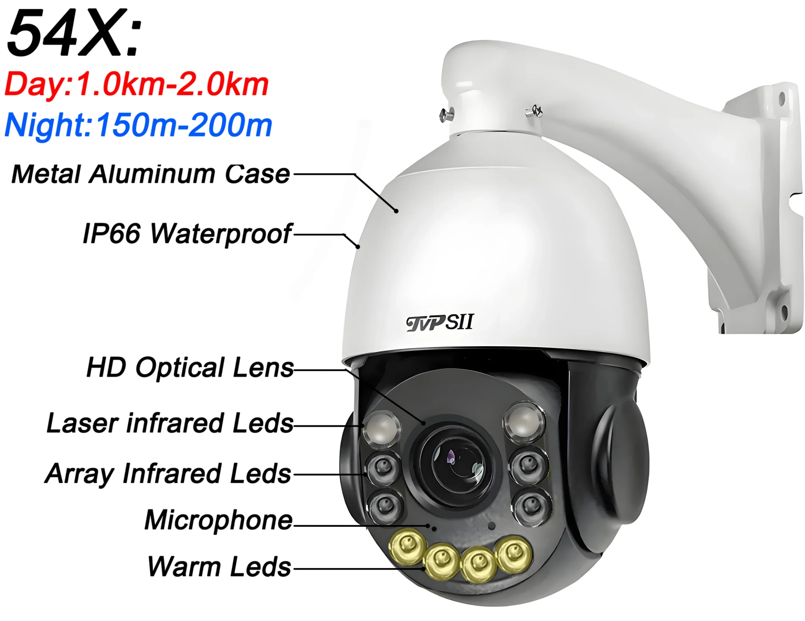 Onvif Metal Laser Infrared Full Color Auto Tracking Cruise 8MP 4K 54X Optics Zoom 360° POE PTZ Speed Dome Surveillance IP Camera - Image 2
