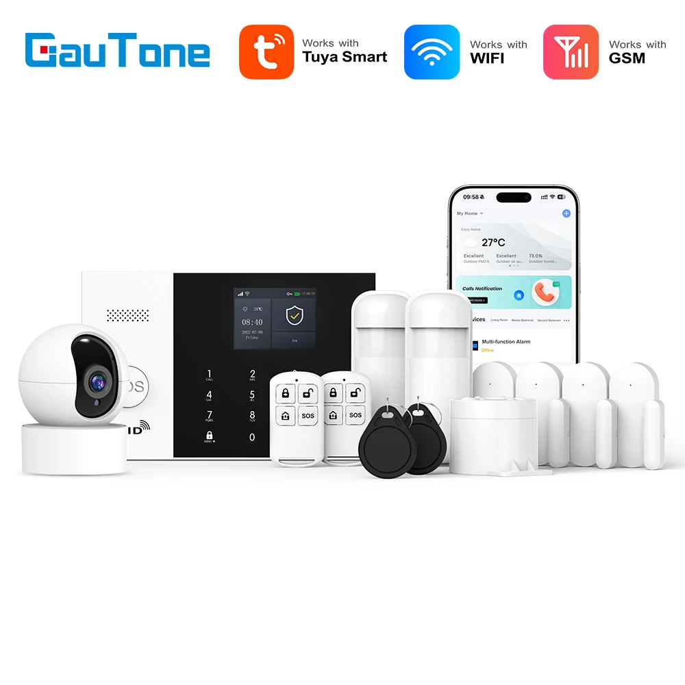 WIFI GSM Alarm System Tuya Smart Life APP Home Smart Security Protection Wireless Security Alarm House System with ALexa