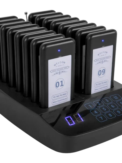 SucceBuy Wireless Restaurant Buzzer Pager 16 Coasters Paging Guest Calling System for Coffee Dessert Burger Shop Food Truck