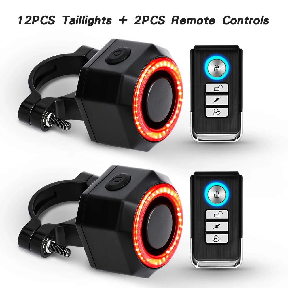 New Bicycle Alarm Taillight Waterproof Smart Auto Brake Sensing Tail Lamp Remote Control USB Charge Bike Rear Light - Image 8