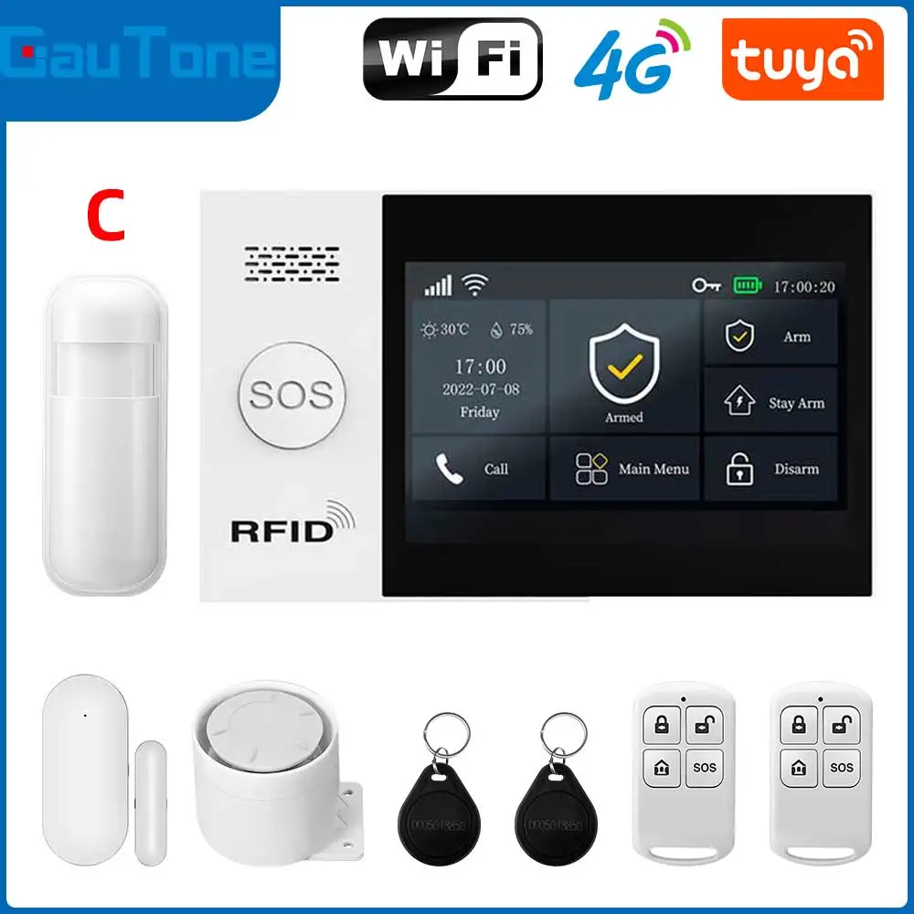 GauTone TUYA WiFi 4G GSM Alarm System for Home Smart Life Security with PIR Wireless Solar Siren Support Tuya Remote Control - Image 12