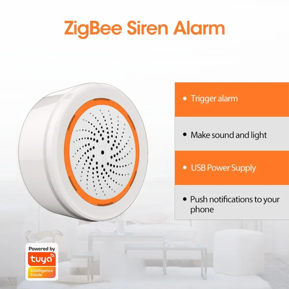 Haozee Tuya ZigBee Smart Siren Alarm 90dB Sound Light Home Security Alarm Works Support Home Assistant Zigbee2mqtt - Image 4