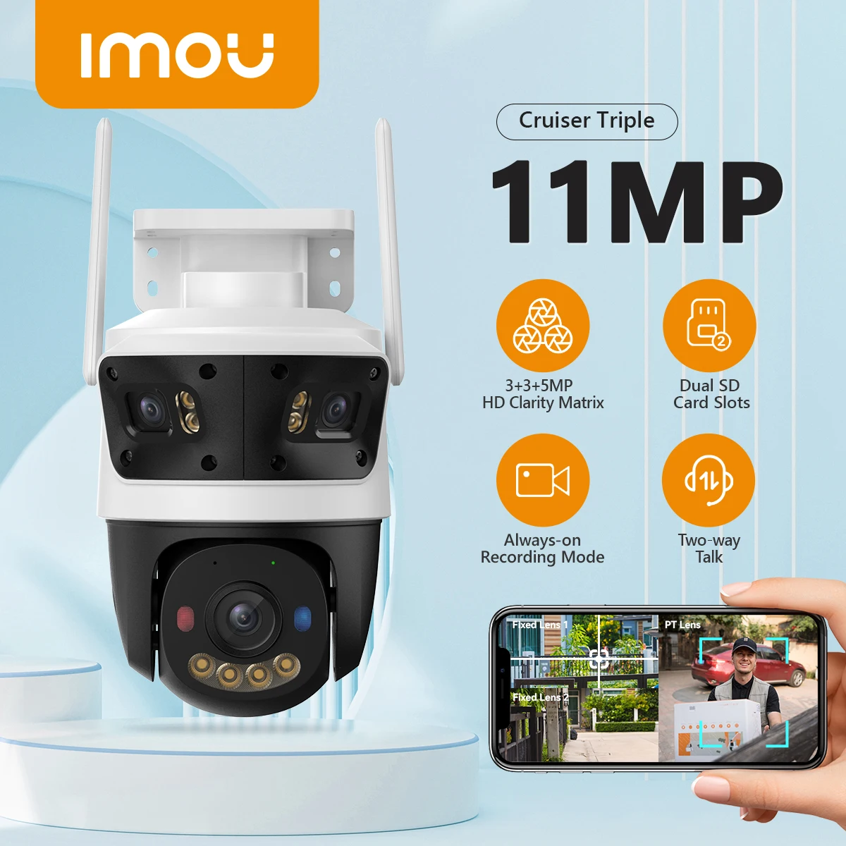 IMOU 11MP Multi Lens WiFi Security Cameras Outdoor PTZ Video Cam Auto Tracking AI Human/Vehicle Detection Colorful Night Vision - Image 11