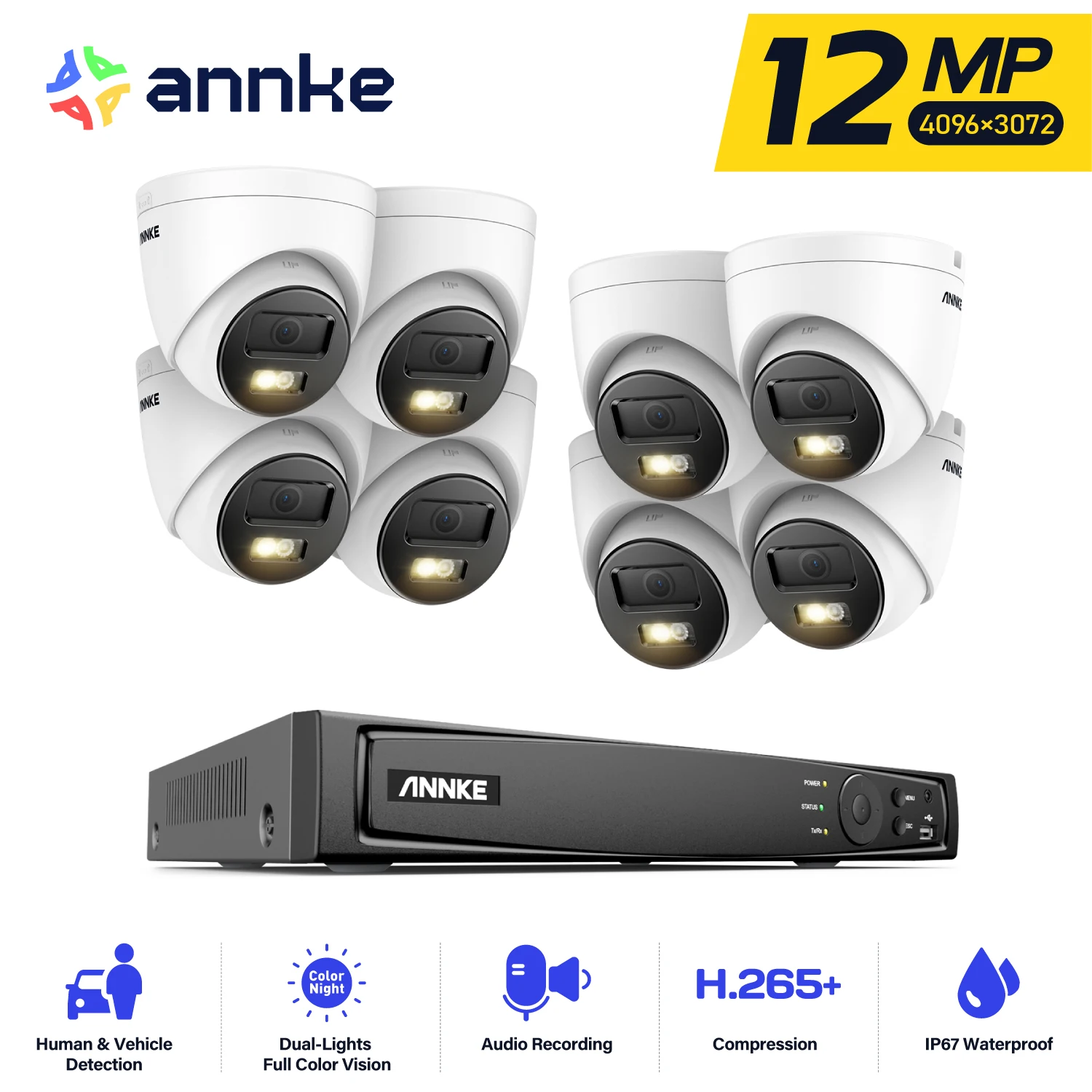 ANNKE 12MP POE Video Surveillance System 8CH NVR With 4/8 PCS 12MP security camera kit IP67 Weatherproof ip camera outdoor - Image 9