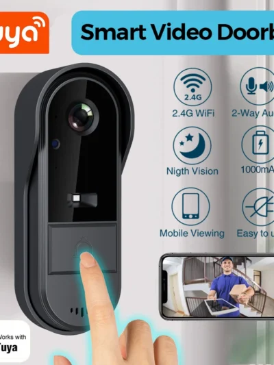 Tuya WiFi doorbell 2-way HD 1080P, microSD/cloud, waterproof, 1000mAh battery, long standby,Wireless Security Camera