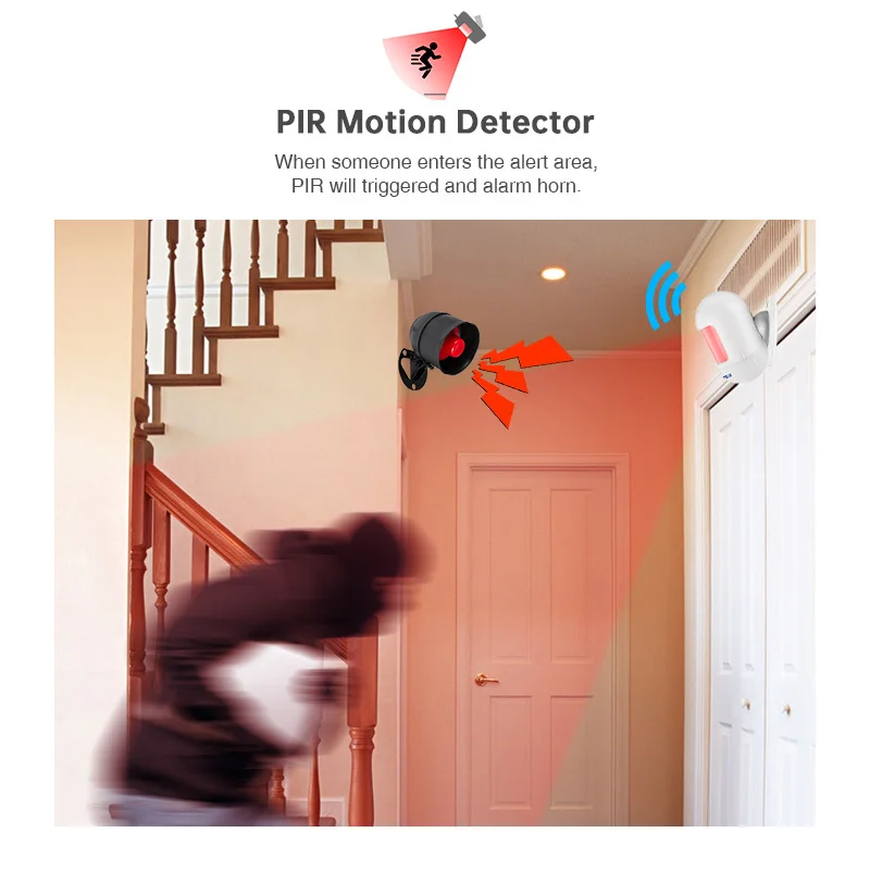 KERUI Wireless Home Security Alarm System Garage Burglar with Door Sensor PIR Motion Detector Anti-Theft Alarm Siren 433MHz - Image 5