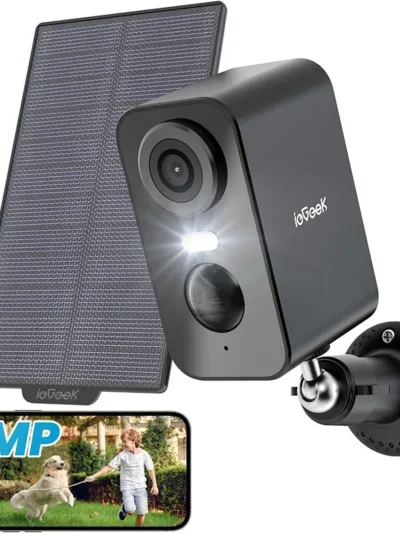 ieGeek 2K 3MP WiFiSolar Security Camera Outdoor Wireless with Color Night Vision,   Camera Home Security Camera,Motion Detection