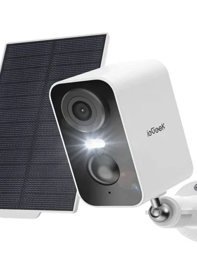 ieGeek 2K Telecamera di sicurezza solare senza fili all'aperto con visione notturna a colori, sistemi di telecamere CCTV a batte