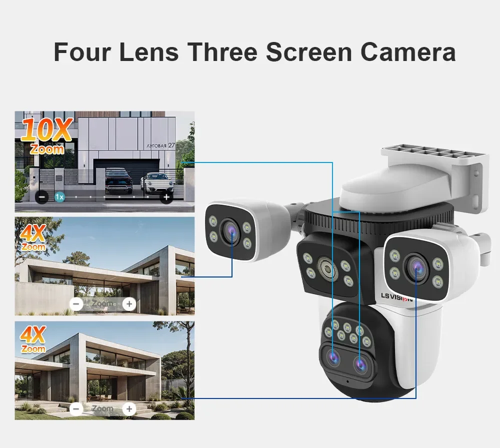 LS VISION 3 Screens 20MP Home Surveillance Camera Outdoor Wifi IP PTZ 10X Zoom Auto Tracking Security CCTV System IP66 - Image 2