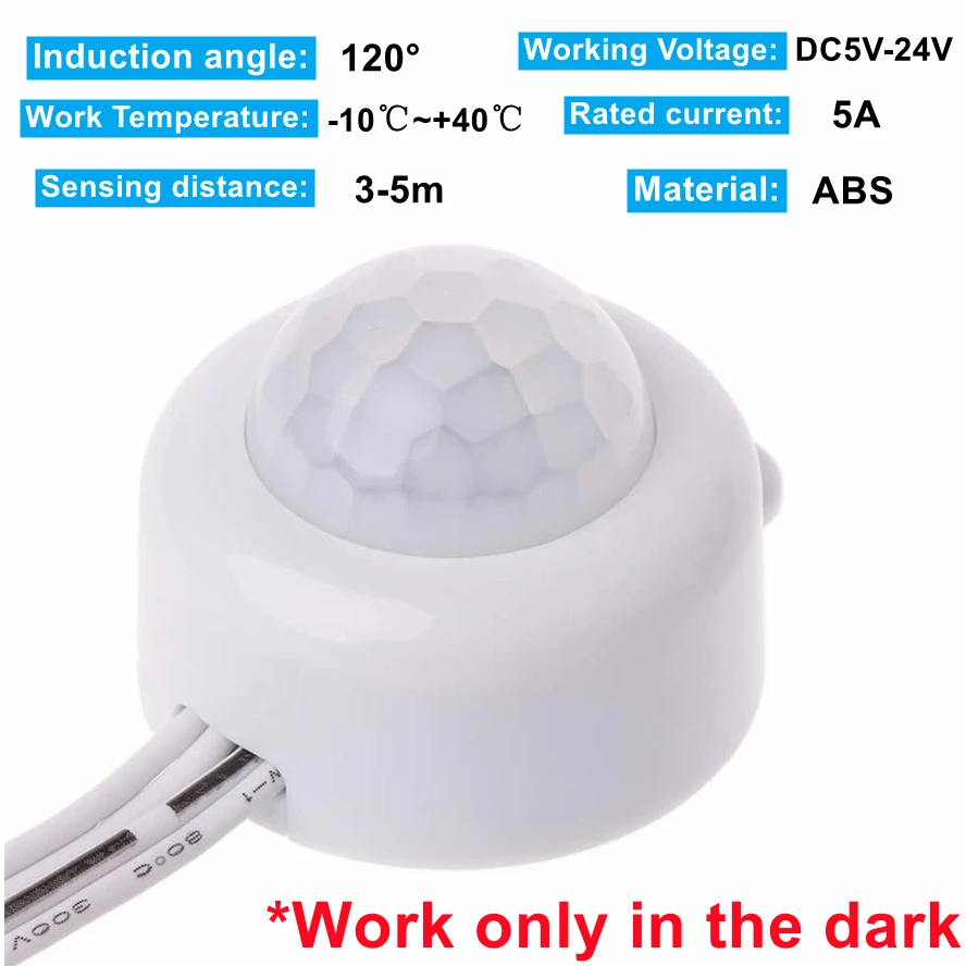 USB/DC Plug Adjustable PIR Infrared Human Motion Sensor Switch DC5V 12V 24V Smart Switch for LED Light Strip Night Lamp Bulb - Image 4