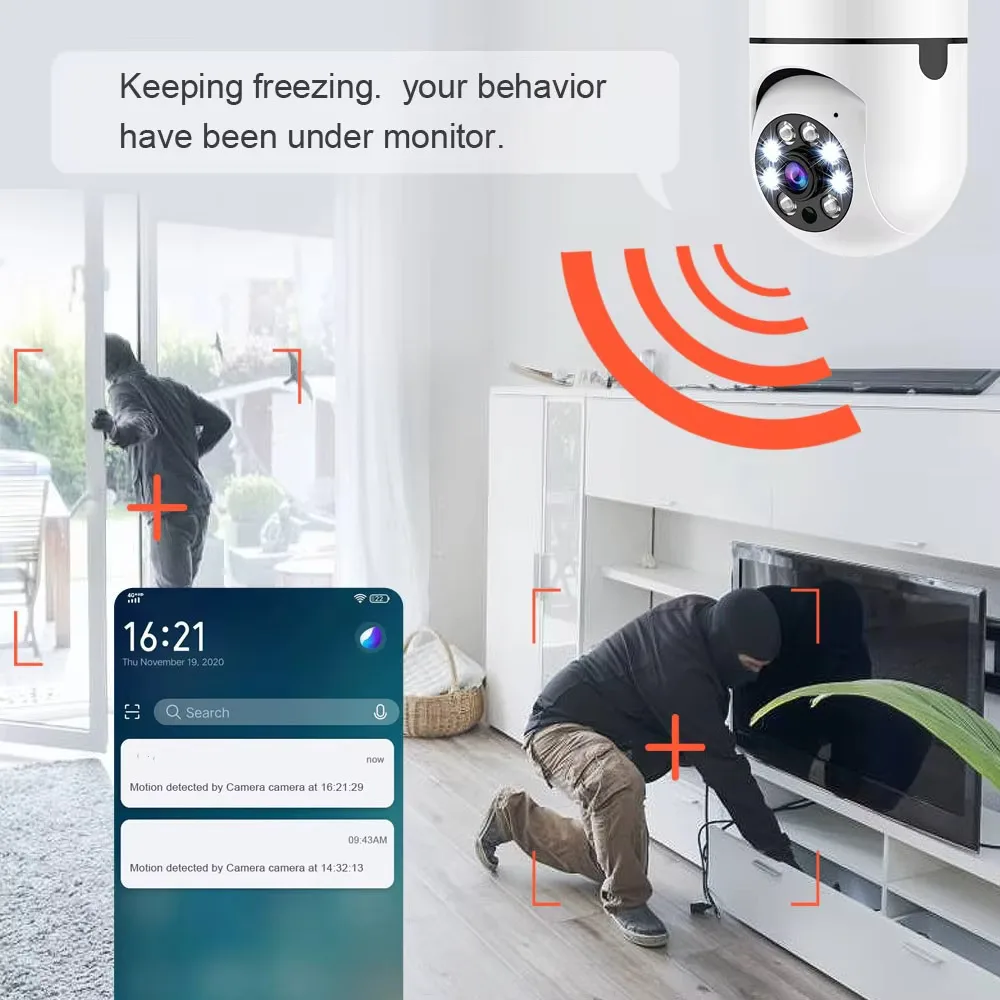 E27 Bulb Surveillance 5G Wifi Camera 2MP Night Vision Full Color Automatic Human Track Security Protection Monitor Camera - Image 4
