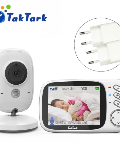 TakTark 3.2 Inch Wireless Video Baby Monitor With Lullabies Auto Night Vision Two Way Intercom Temperature Monitoring Babysitter