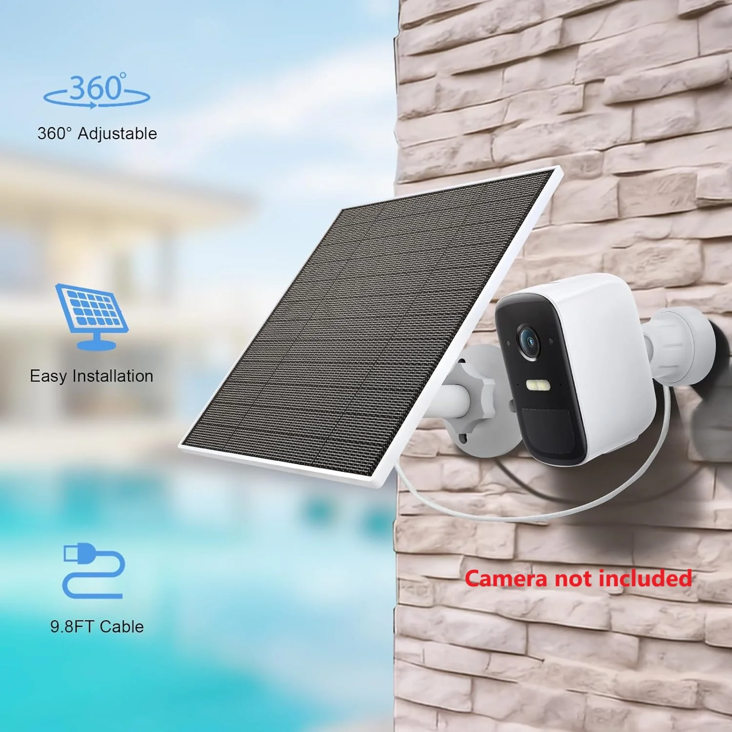 10W 5V Solar Battery Charger For Security Camera Portable Solar Power Panel With Micro USB Type-C Output Solar Panel Charger Kit - Image 6