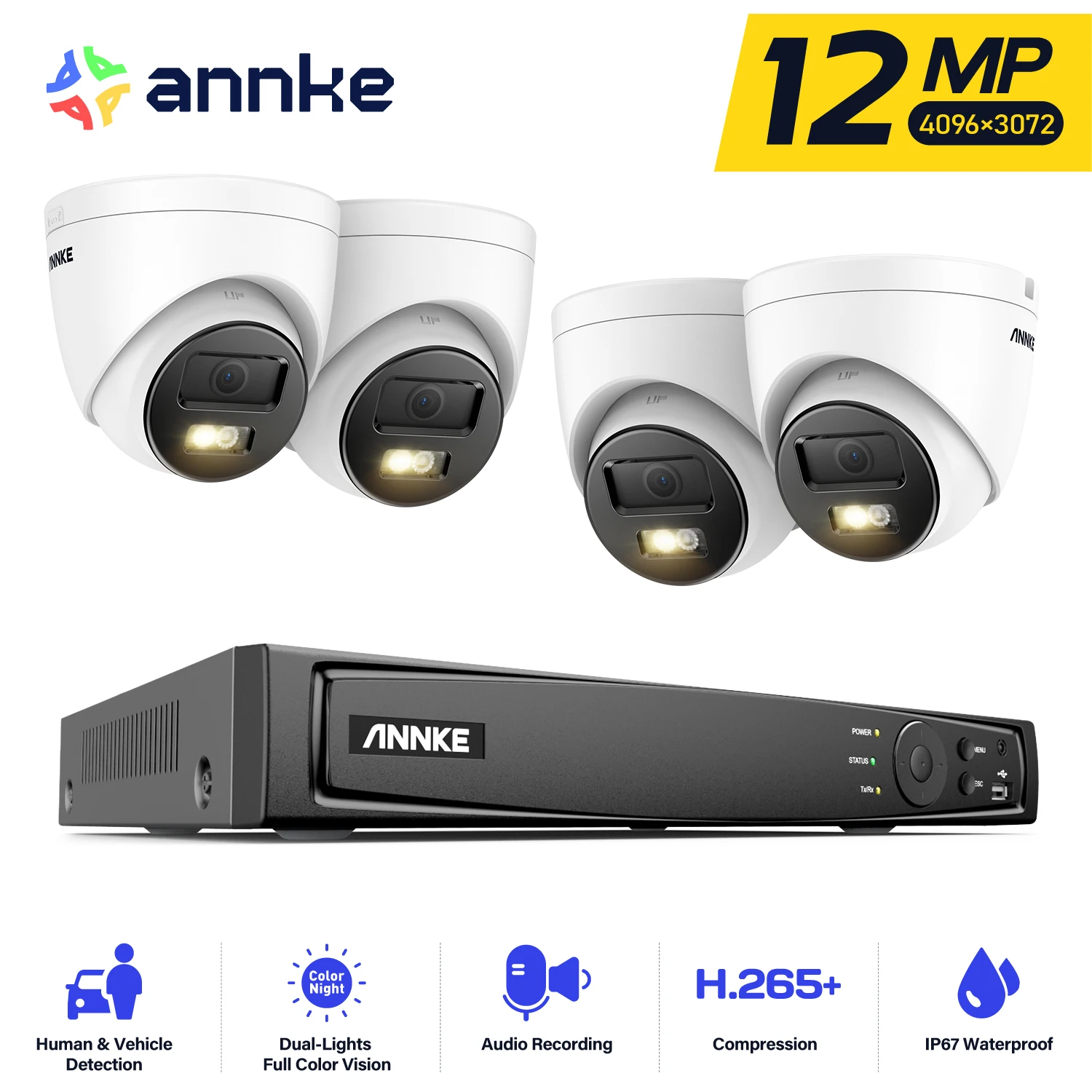 ANNKE 12MP POE Video Surveillance System 8CH NVR With 4/8 PCS 12MP security camera kit IP67 Weatherproof ip camera outdoor - Image 8