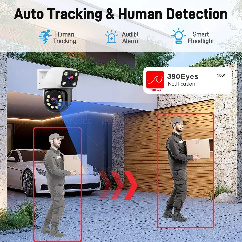 390EYES APP 4K 8MP Dual Lens Dual Screen WIFI PTZ 4MP Wireless Security Camera Outdoor IP66 Auto Tracking Surveillance Cameras - Image 4