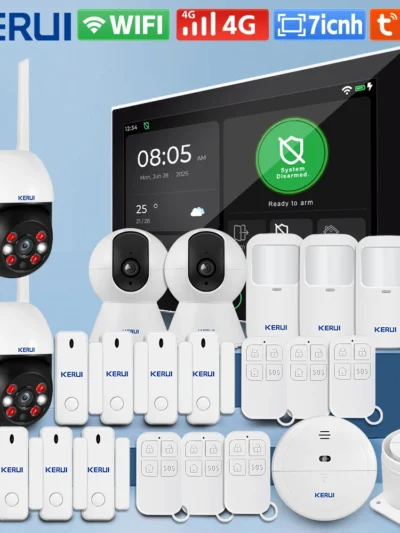 KERUI Tuya WiFi+4G Home Alarm System with 7 inch Large Touch Screen Panel Alarm Set FSK / ASK for House Security Protection G70