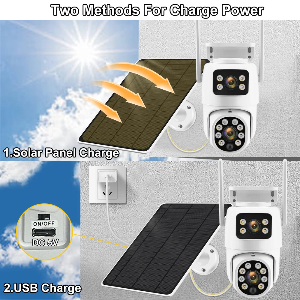 Tuya Solar WiFi Outdoor Waterproof Cam PIR Auto Tracking 4K 8MP Dual Len PTZ Smart Camera Security Network Monitor Cam - Image 2