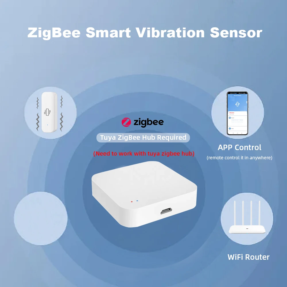 Zigbee Vibration Sensor Detection Tuya Smart Life APP Notification Real-Time Motion Shock Alarm History Record for Home Security - Image 2