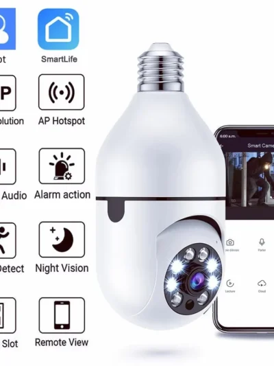 E27 Bulb Surveillance 5G Wifi Camera 2MP Night Vision Full Color Automatic Human Track Security Protection Monitor Camera