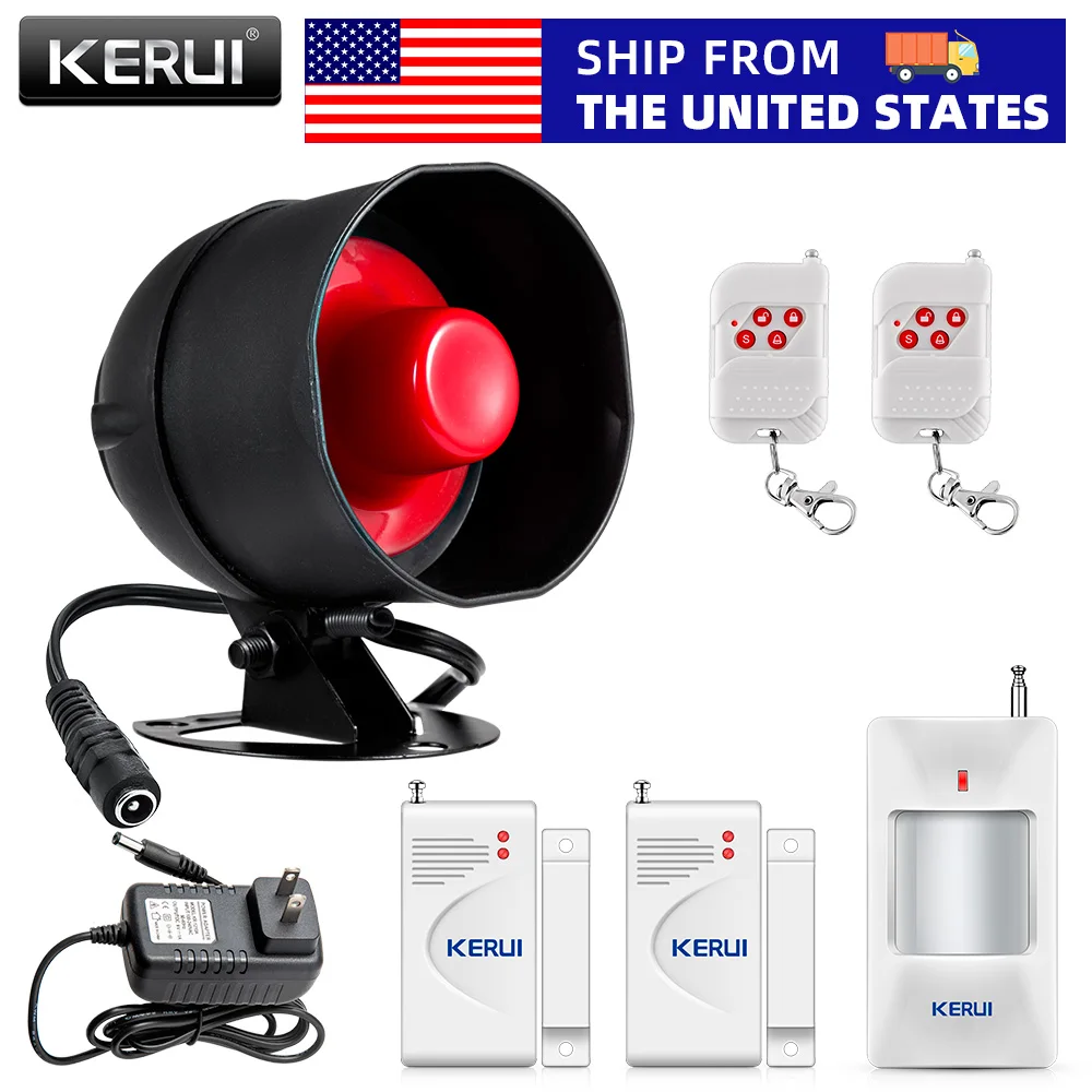 KERUI Wireless Home Security Alarm System Garage Burglar with Door Sensor PIR Motion Detector Anti-Theft Alarm Siren 433MHz