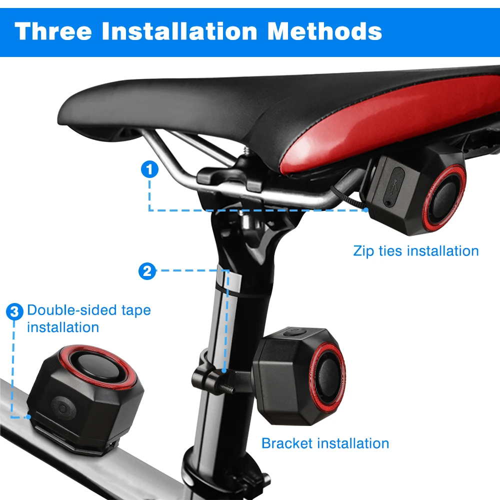 New Bicycle Alarm Taillight Waterproof Smart Auto Brake Sensing Tail Lamp Remote Control USB Charge Bike Rear Light - Image 5