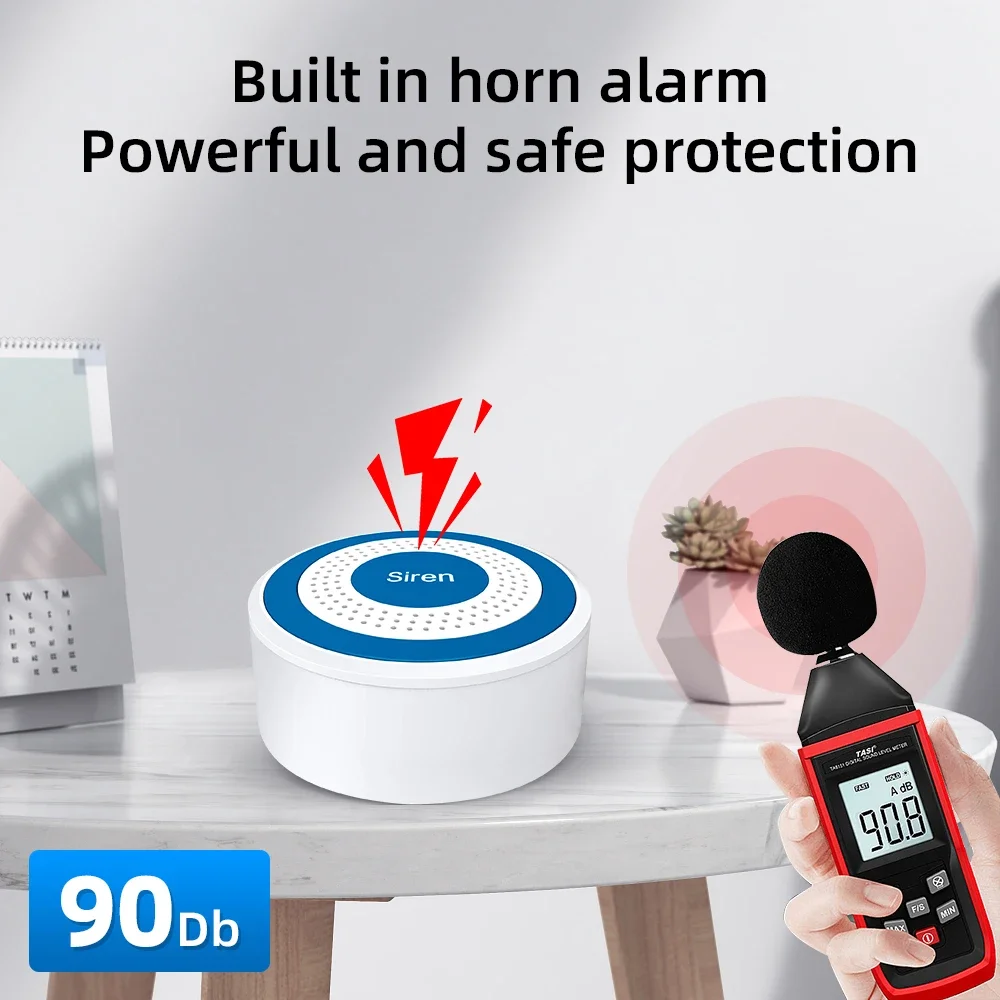 MULO Mini Alarm Siren Wireless 433MHz Sound & Light Indoor strobe siren High Decibel Horn Siren For Home Security Alarm System - Image 2