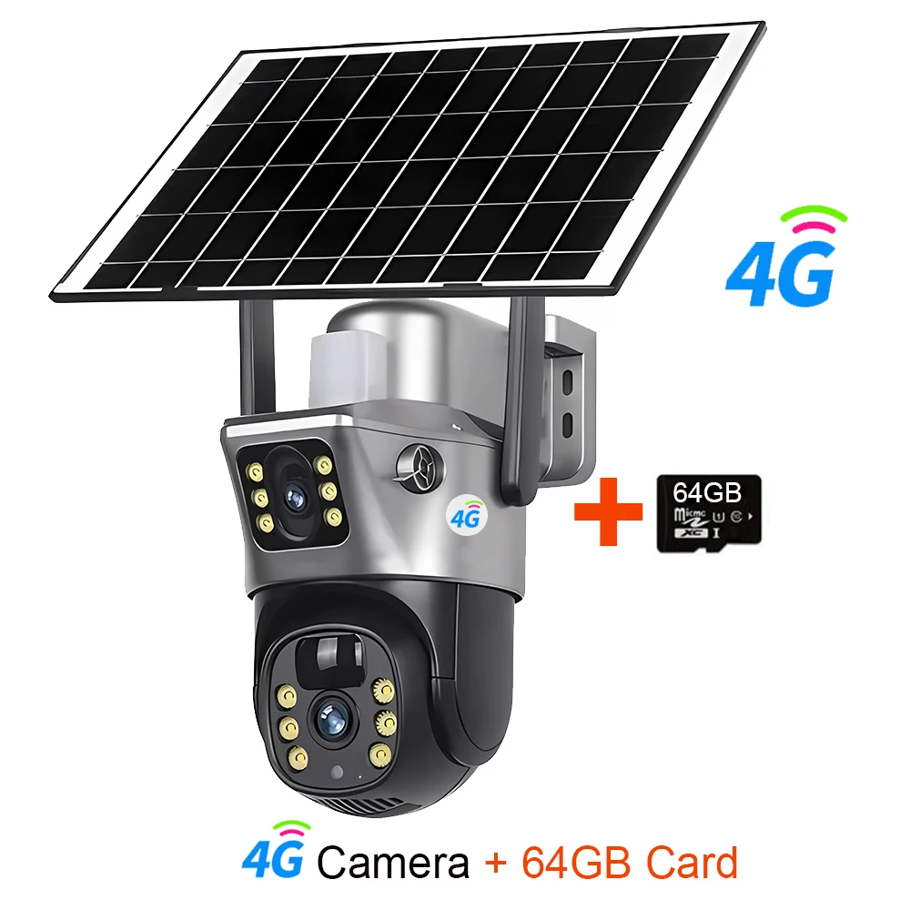 4G / WiFi Solar Camera Dual Lenses Outdoor 8MP 4K Low Power Battery IP Camera PIR Night Vision V380 Pro CCTV Security Protection - Image 7