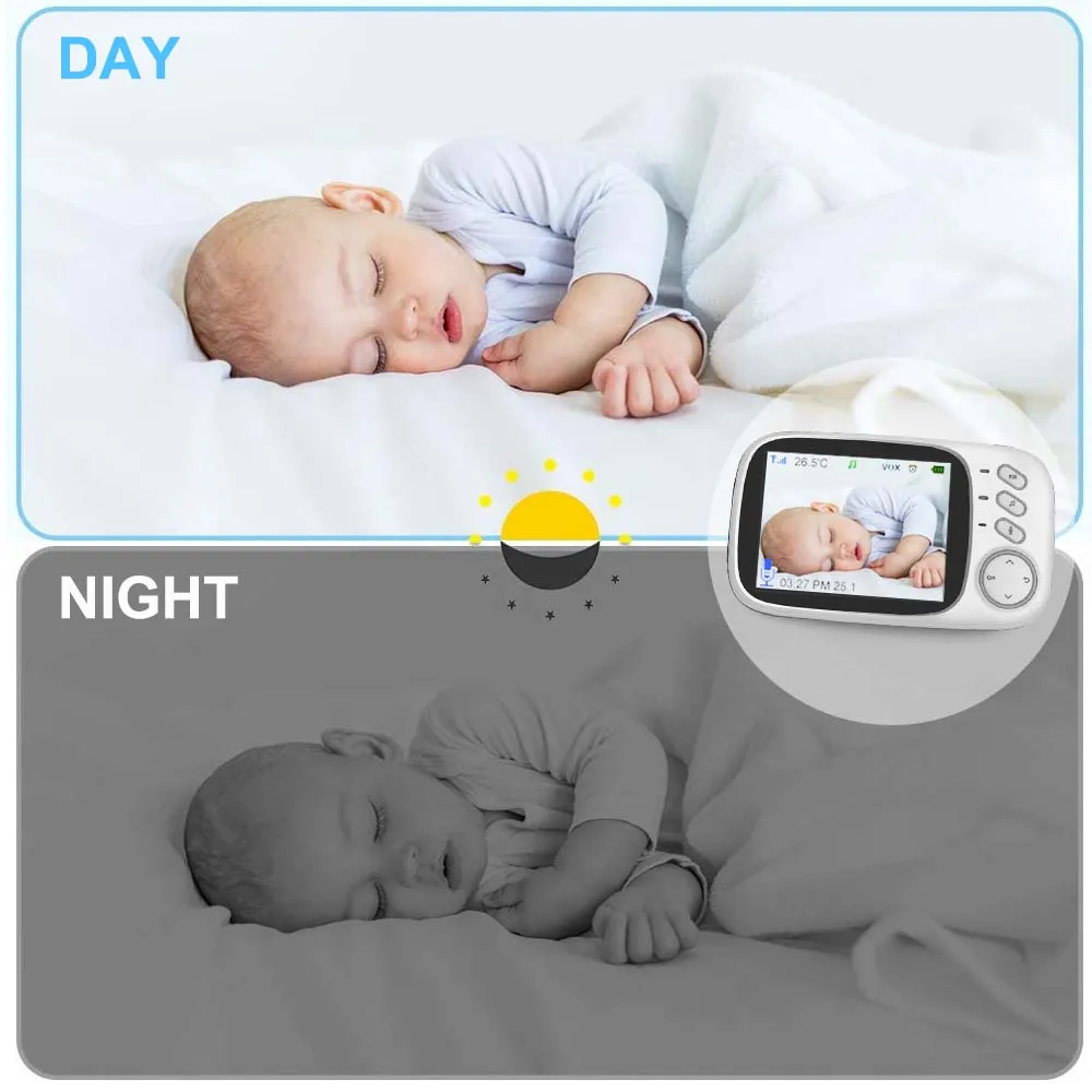 3.5'' Video Baby Monitor 2.4G Mother Kids Two-way Audio Night Vision Video Surveillance Cameras With Temperature display Screen - Image 5