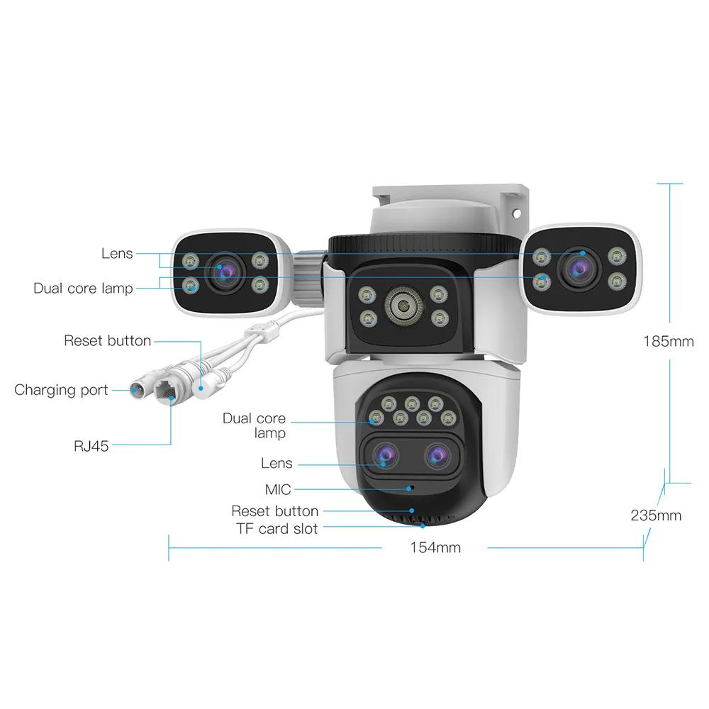 Vstarcam 4K 8MP IP Camera Four Lens Security Outdoor WIFI Smart Tracking Cam Video Surveillance 10X Zoom IP66 Waterproof Camera - Image 6