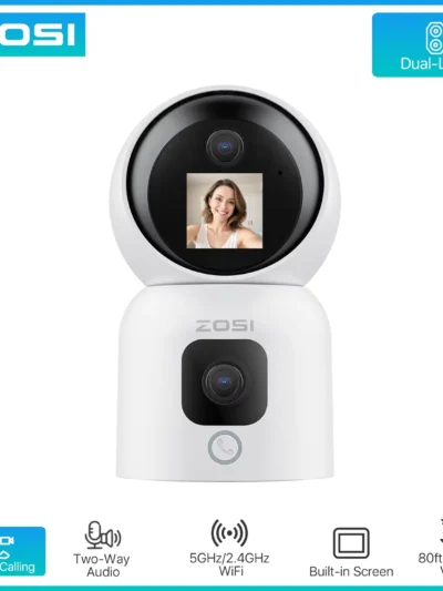 ZOSI 360° Smart Home Security Camera PTZ Auto Tracking Baby Monitor AI Panoramic HD Night Vision Indoor WiFi Surveillance Camera