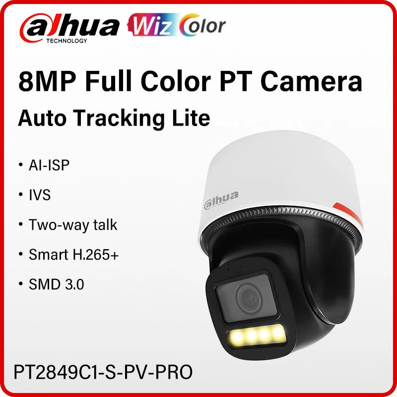 Dahua 8MP WizColor Active Deterrence PT Camera IPC-PT2849C1-S-PV-PRO Smart Ai 4K Perimeter Protection Auto Tracking Two-way Talk