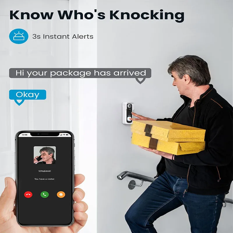ieGeek Video Doorbell Wireless with Chime 2K HD Doorbell Camera, Smart Home Security Door Bell Voice Message and Changer - Image 4