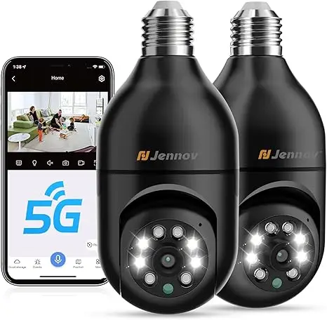 Jennov 2Pcs 2K WiFi Light Bulb Security Camera Wireless Outdoor - Cameras for Home Security Outside, Light Socket Indoor Camera - Image 7