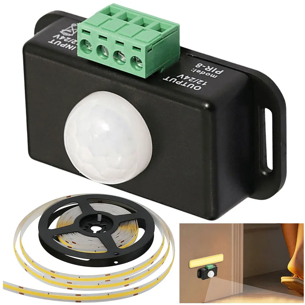 DC 12V 24V 6A Infrared PIR Motion Sensor Detector Switch Automatic Adjust Infrared PIR Motion Sensor Switch for LED Strip Light - Image 2