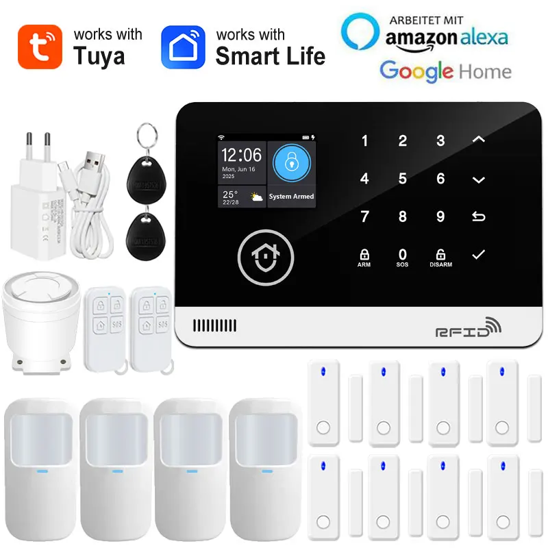 Tuya Smart WiFi GSM Home Security Alarm System - Touch Keyboard RFID APP Control Wireless Anti-Theft with Volume Adjustable - Image 9