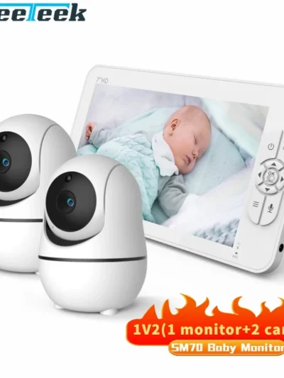SM70 Baby Monitor 7 Inch Wireless With PTZ Camera High Security Camera Night Vision Temperature Monitoring Baby Cry Alarm