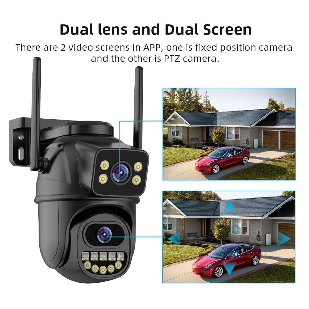 4K 8MP HD Wifi PTZ Camera Outdoor 4MP Dual Lens Dual Screen AI Auto Tracking IP Camera CCTV Audio Video Surveillance P2P iCSee - Image 2