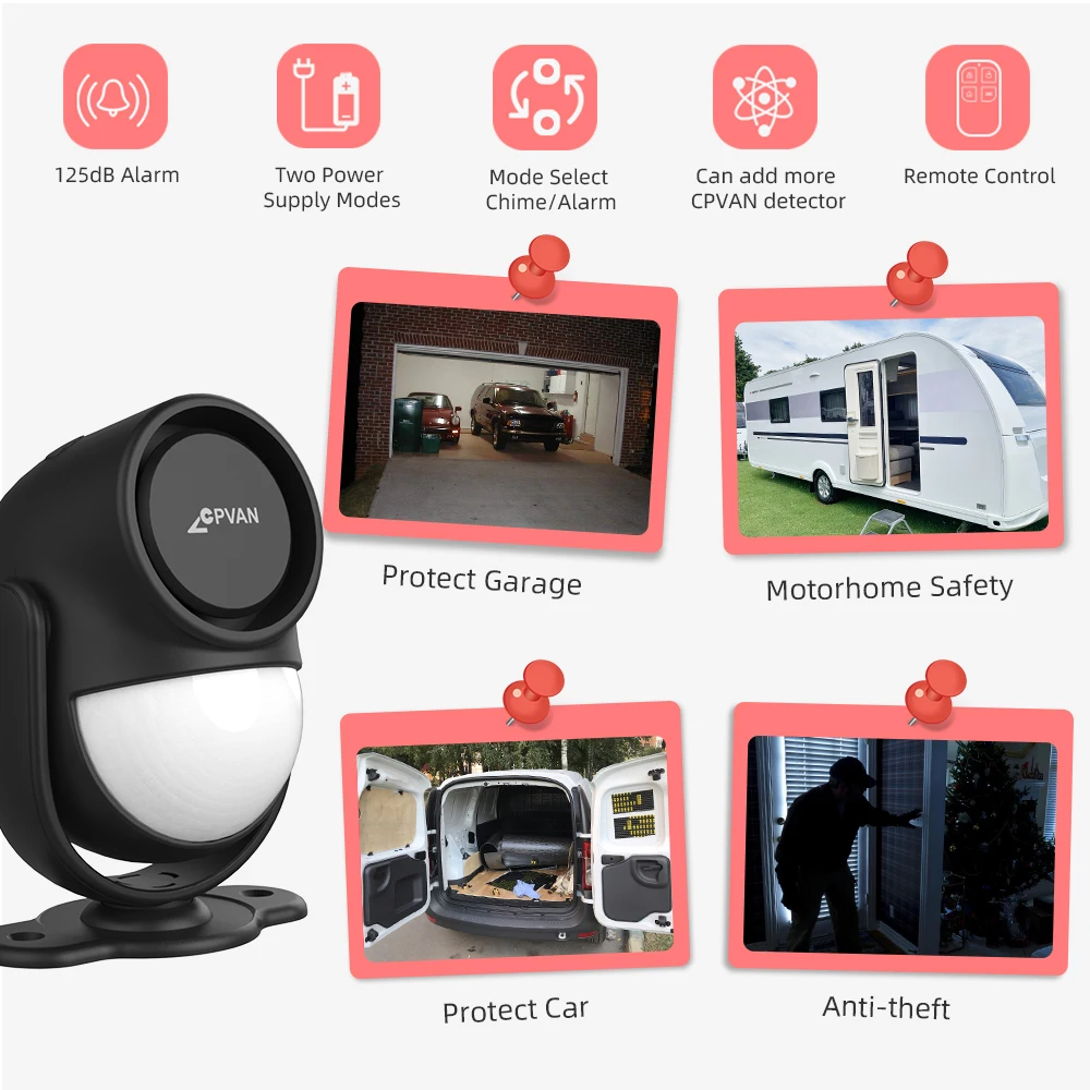 CPVAN Wireless 433Mhz Infrared detector Motion Sensor Alarm with Remote Control Home Security burglar Motion Detector 125dB - Image 5