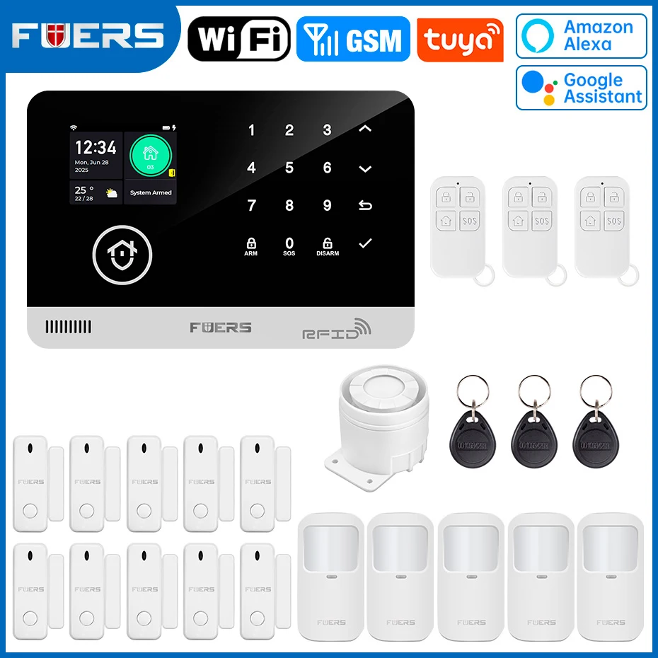 FUERS Alarm System for Home WIFI GSM Security Alarm Host Ant-theft with Door Motion Sensor Tuya Smart App control work Alexa - Image 16