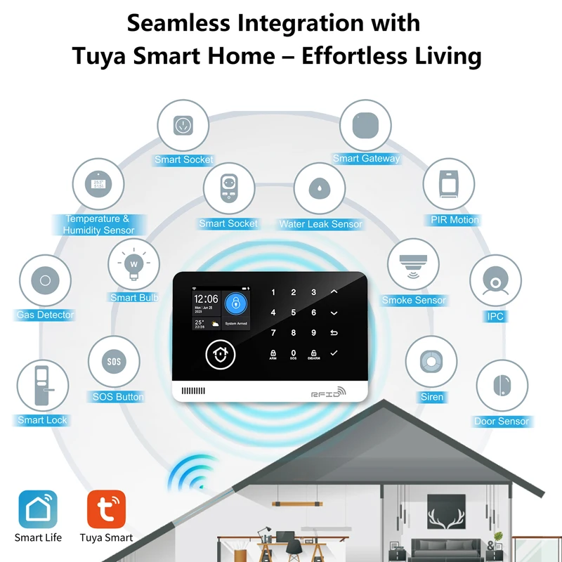 Tuya Smart WiFi GSM Home Security Alarm System - Touch Keyboard RFID APP Control Wireless Anti-Theft with Volume Adjustable - Image 5