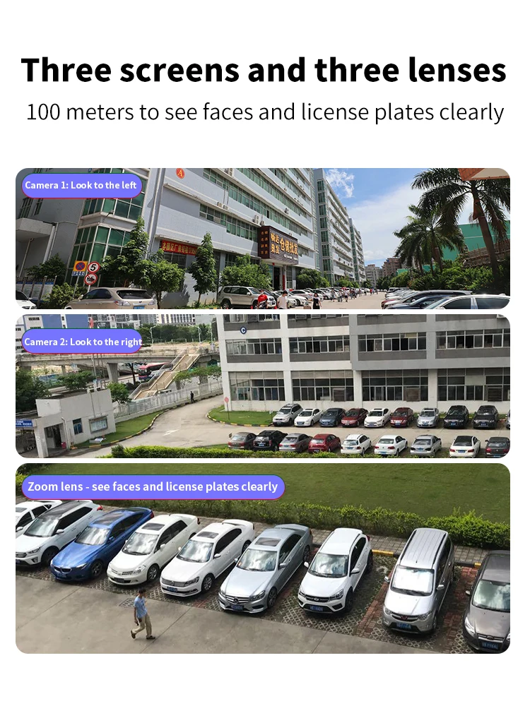 ANSVICAM 12MP 6K UHD WIFI Camera 3-PTZ Outdoor Cam Three Lenses Triple Screens Security Monitor Night Vision Waterproof CCTV - Image 6