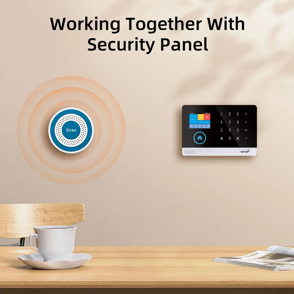 MULO Mini Alarm Siren Wireless 433MHz Sound & Light Indoor strobe siren High Decibel Horn Siren For Home Security Alarm System - Image 4