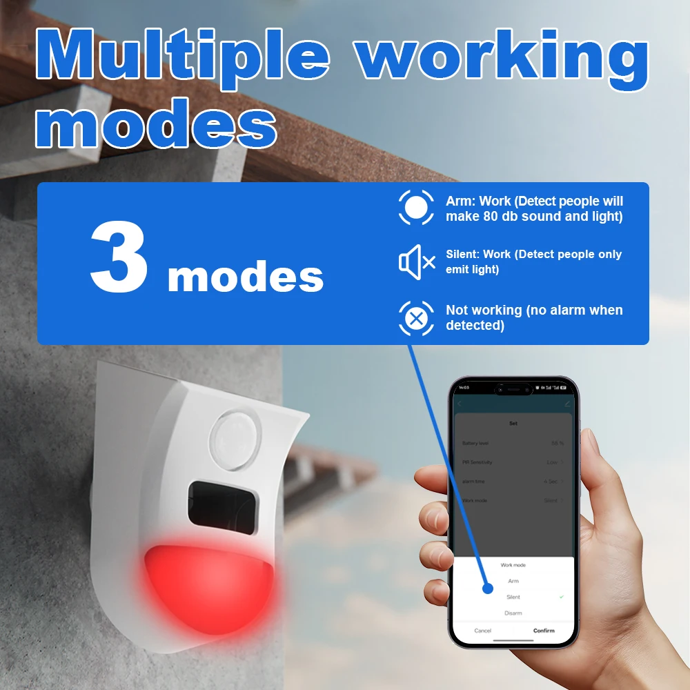 Solar PIR Sensor Alarm With Tuya APP WiFi Outdoor Wireless Siren Waterproof Burglar Security Strobe Siren App Remote Control - Image 2